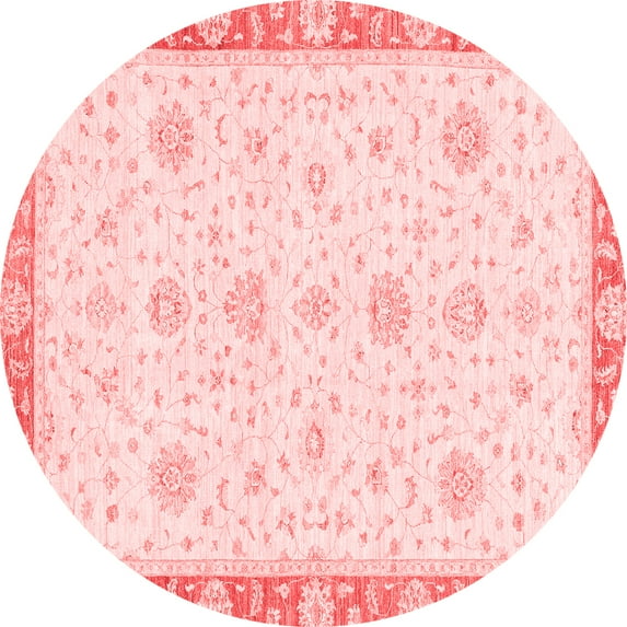 Ahgly Company Machine Washable Indoor Round Oriental Red Traditional Area Rugs, 7' Round