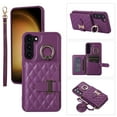 thumbnail image 1 of for Samsung Galaxy S21 FE Detachable Shoulder Strap Wallet Case, with Card Slots & 360-degree Rotation Stand Ring Flip Premium PU Leather Protective Cover Lanyard for Women Girls, Deeppurple, 1 of 11