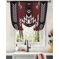 thumbnail image 3 of Southwestern Red Black Tie Up Curtains for Kitchen Bathroom Bedroom Windows 45 Inch Length, Boho Ethnic Geometric Balloon Drape Curtains Shade Rod Pocket Drapery Curtain Panel, 42"x45", 3 of 7