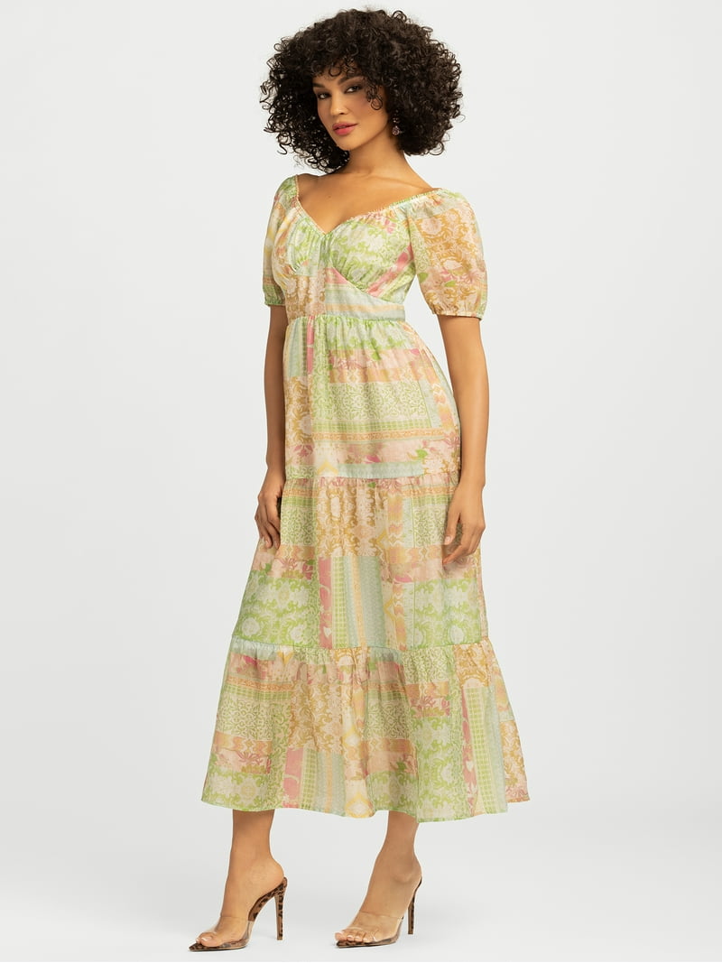 jessica simpson green floral dress Alessia Blouse in Tile Blue Acrylic Ditsy main image 1