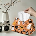 thumbnail image 2 of COEQINE Facial Tissue Cover PU Leather Tissue Paper Dispenser Rectangle Tissue Case Dispenser Organizer for Home Kitchen, Office, Car, Outdoor Tent, Hotel, Halloween Ghost Pumpkin Bat Orange, 2 of 7