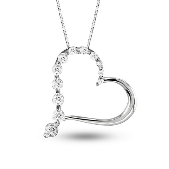 Diamaison 1/2 Cttw Natural White Diamond Heart Pendant for Adult in 10Kw Gold