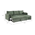 thumbnail image 3 of BSHTI L-Shaped Pull-Out Sleeper Sofa Bed with Storage Chaise, 3-Seater Convertible Corduroy Sectional Couch, Solid Wood & Iron Frame, Olive Drab, 3 of 10