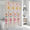 thumbnail image 6 of Spring Easter Shower Curtain, Waterproof Shower Curtains for Bathroom, Pink Yellow Vintage Eggs Floral Botanical Washable Fabric Bathtub Curtain Set Bath Decor with 12 Hooks Long 72"x84", 6 of 8