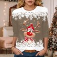 thumbnail image 2 of larppty 3/4 Length Sleeve Women Tops Crew Neck Blouses Dressy Casual Christmas T Shirts Loose Fit Holiday Clothes (Khaki, M), 2 of 4