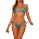 thumbnail image 1 of INSPIRAR CHIC Conjuntos de Bikini para Mujeres con Estampado de Serpiente, 2 Piezas, Parte Inferior de Triángulo con Lazo Lateral, Trajes de Baño en Azul Verde XL, 1 of 5