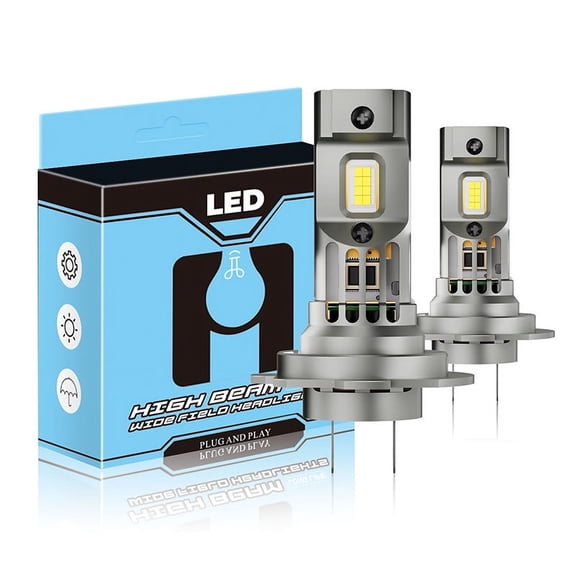H7 LED Headlight Bulbs, 600% Super Brighter H18 H7 7035 Led Lights Halogen Replacement with Fan, 6500K White, IP67 Waterproof, Plug and Play