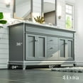 thumbnail image 2 of Eviva Elite Stamford 60" Gray Solid Wood Bathroom Vanity Set with Double OG White Carrara Marble Top & White Undermount Porcelain Sinks, 2 of 7