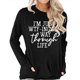 thumbnail image 3 of Jersey de cuello redondo para mujer, jersey de manga larga transpirable con patrón de alfabeto, Tops para mujer con bolsillo para uso diario, negro XL, 3 of 6
