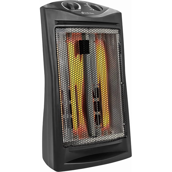 Space Heaters for Indoor Use, Portable Electric Heater, Adjustable Thermostat, Infrared Heat, Quartz Tower Heater with 2 Heat Settings, Bedroom Black