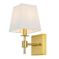 thumbnail image 6 of SAFAVIEH Clauren LED Brass Gold Iron Wall Sconce with White Cotton Shade, Set of 2, 6 of 10
