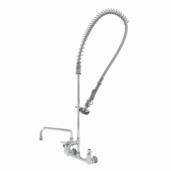 t&s brass b-0133-adf12 easy install pre-rinse spring action wall mount base with 8-inch centers and 12-inch add-on faucet