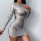 thumbnail image 2 of Vestido ahuecado de manga larga con cuello redondo para mujeres europeas y americanas en invierno, falda delgada sexy con nalgas (L), 2 of 5