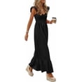 thumbnail image 6 of PRETTYGARDEN Women's Summer Casual Maxi Dresses Cap Sleeve V Neck Smocked Long Pockets Party Sundress Vacation Outfits, 6 of 8