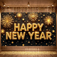 thumbnail image 6 of Golden Glitter Happy New Year Banner Fireworks Design New Year Display Star Pattern Shiny 3D Letters Festive Backdrop for New Year Party Holiday Celebration Indoor Decoration, 6 of 9