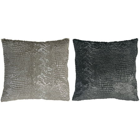 A&B Home Accent Throw Pillows  Set of 2  18 by 18-Inch Imbue your bed or sofa with sophistication and striking color with this set of two black and gray throw pillows filled with luxurious duck feathers and down. Offset a monochrome decor scheme with the vibrant and romantic look of these pillows  or use them to complement an already colorful room. Measures: 17.7 L x 17.7 W x 7 H