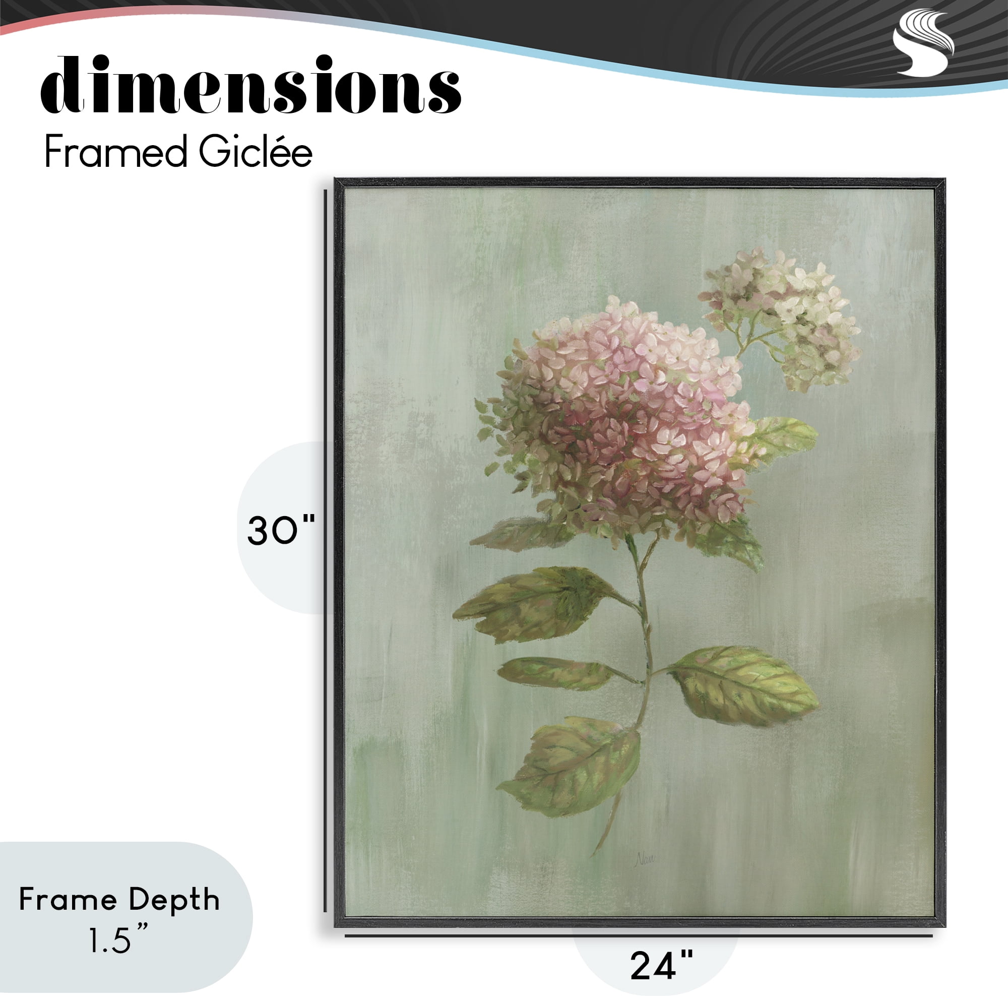 Stupell Industries Vintage Hydrangea Bushel Black Framed Giclee Art, design by Nan