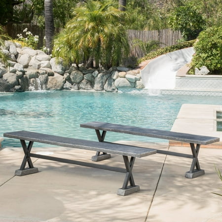 Besni Gray Dining Bench Set Of 2 Walmart Com