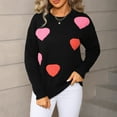 thumbnail image 2 of Kaliqueen Womens Sweater Crew Neck Heart Embroidery Knit Pullover Tops Casual Long Sleeve Loose Fit Trendy Outfits, 2 of 9
