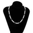 thumbnail image 1 of Collar de cerámica suave con temperamento de estilo bohemio totalmente combinado con costuras en blanco y negro, collar geométrico simple para hombre, 1 of 6