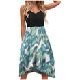 thumbnail image 1 of Pisexur Robe Sans Manches Col en V Mode Femmes Robes Col en V Été Imprimé Décontracté Sans Manches Vacances Plage Longueur Genou Robe Femmes, 1 of 4