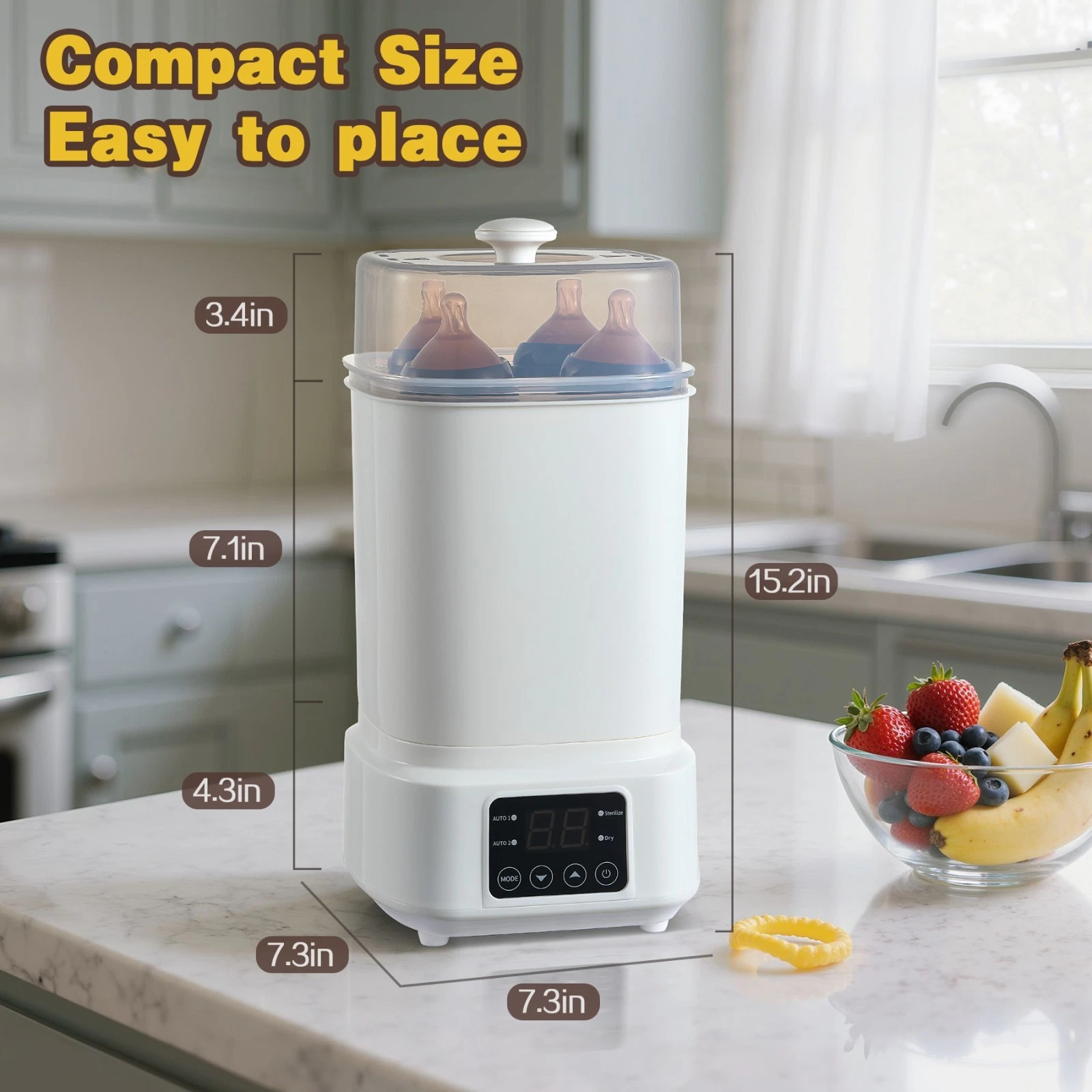 Baby Bottle Steamer and Dryer:8 in 1 Compact Electric Steam Portable for Travel Bottle Sterilizer and Dryer, Compact Electric Steam Baby Bottle Sterilizer (Esterilizador de Biberones Bottle Sanitiz