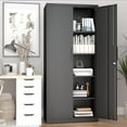 thumbnail image 2 of Metal Storage Cabinet with Lock,70.8" H Black Garage Storage Cabinet with Doors and Shelves,Tall Locking Cabinets for Home Office,Garage,Warehouse, 2 of 7