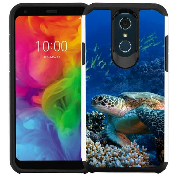 LG Q7 Plus Case, LG Q7 / Q7+ Case - Colorful Design Hybrid Armor Case Shockproof Dual Layer Protective Phone Cover - Sea Turtle