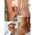 thumbnail image 3 of FindChic 3pcs Layered Anklets for Women Gold Plated Herringbone Chain Cuban Link Beaded Heart Ankle Bracelet Set Adjustable Foot Chain Stainless Steel Waterproof Summer Beach Jewelry Gifts for Mom, 3 of 7