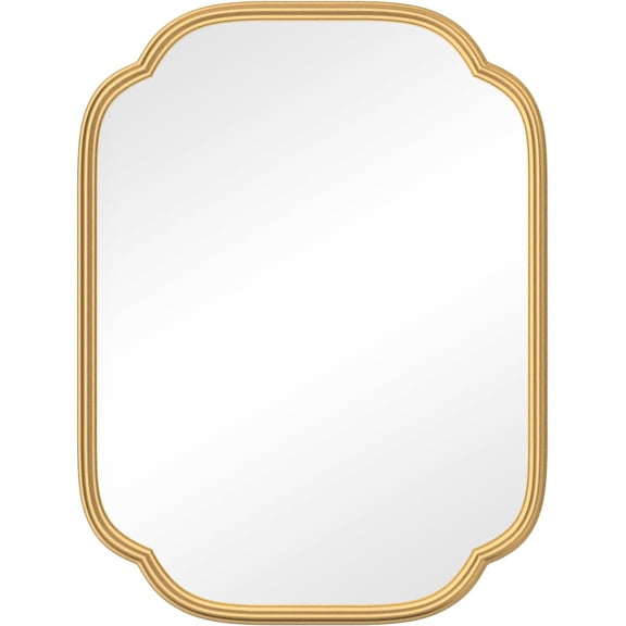 Gold Framed Bathroom Mirror 18x24 Inch, Rounded Rectangle Wall Mirror for Vanity, Farmhouse Style Home Bathroom Decor