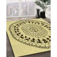 thumbnail image 3 of Ahgly Company Machine Washable Indoor Square Transitional Sun Yellow Area Rugs, 3' Square, 3 of 7
