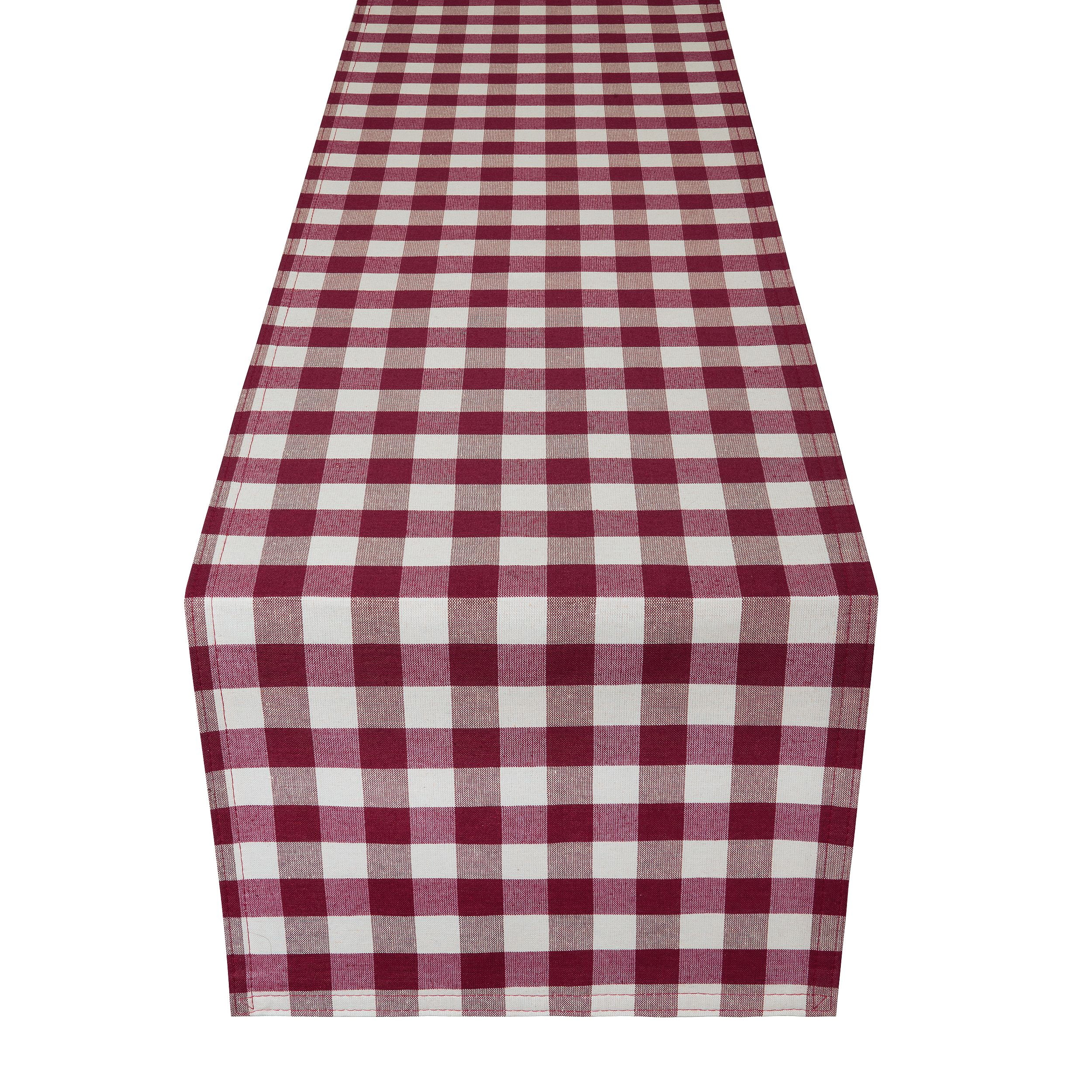 Indoor & Outdoor Zulay Home 14x72 Table Runner Red & White Dining Table Thick Poly Cotton Buffalo Plaid Table Runners Extra Long Buffalo Checkered Table Runner for Decor