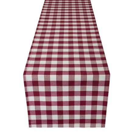 

PowerSellerUSA Dining Table Runner Elegant Buffalo Plaid Table Placemat for Dining Room or Kitchen Classic Farmhouse Country Decor Plaid Gingham Checked Design Table Runner Burgundy 13 W x 36 L
