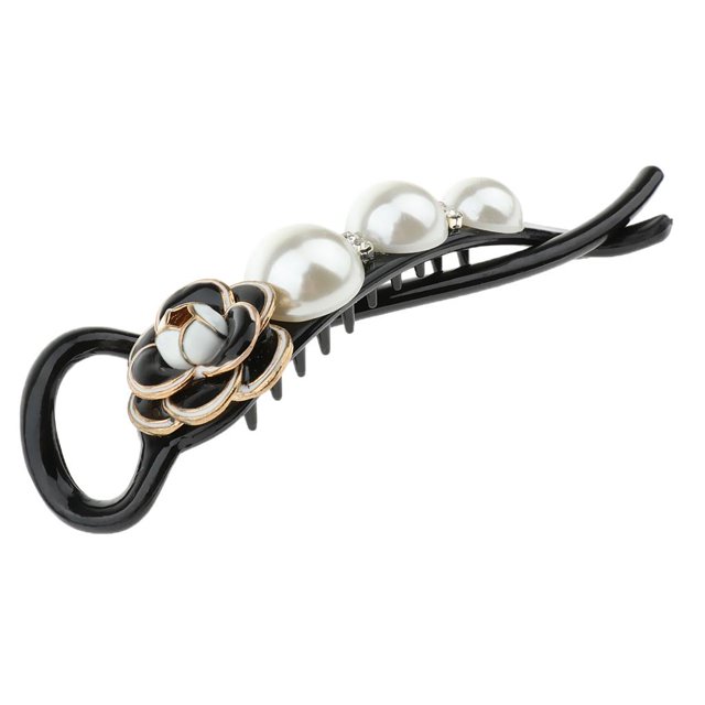 Pin Hair Clip With Elegant Pearl Rhinestone For Women Black