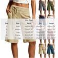 thumbnail image 4 of Taqqpue Womens Bermuda Shorts Plus Size Linen Elastic Waist Drawstring Shorts Summer Loose Fit Pants Beach Casual Trousers Knee Length Shorts for Women with Pockets, 4 of 10