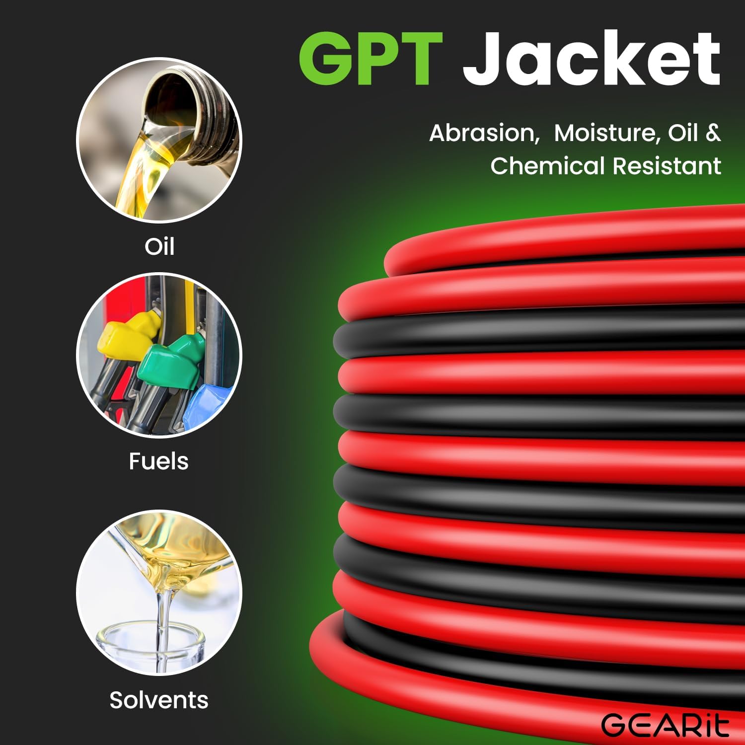 GEARit 16 Gauge Wire (200ft - Black/Red) GPT Automotive Primary Bonded Wire - Copper Clad Aluminum CCA - Car Audio, Speaker Wire, Trailer Harness, Electrical - 200 Feet Total 16ga awg