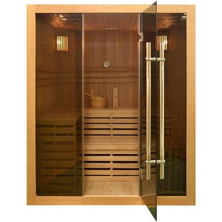ALEKO SEA4VAH 4-Person Canadian Hemlock Wood Indoor Wet Dry Sauna with 4.5 KW ETL Electrical