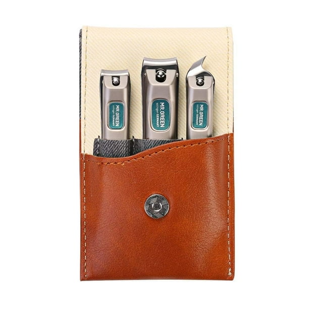 MR.GREEN Juego de cortaúñas de 3 piezas, cortaúñas de acero inoxidable y cortaúñas inclinadas EDG para hombres y mujeres