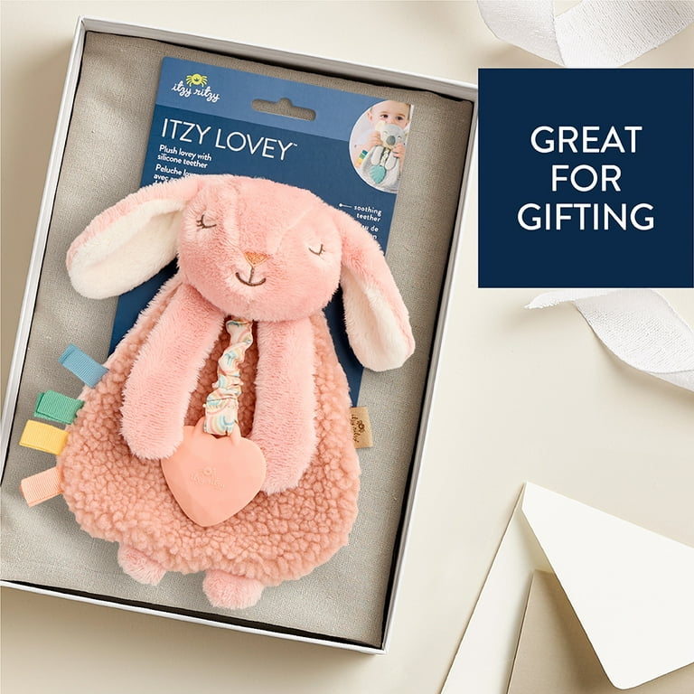 Itzy Ritzy Itzy Lovey Pink Bunny Plush with Sherpa Fabric and