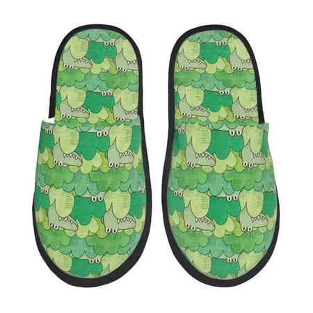 

Adobk Crocodile And Bush Print Slippers Indoor Outdoor Retro Slippers House Soft Fluffy Slides Cushion Furry Slippers-Medium