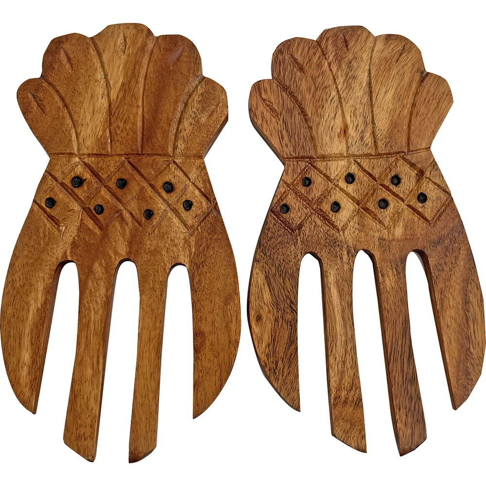 South Seas Native Treasures Salad Serving Hands Pineapple Kamani Wood