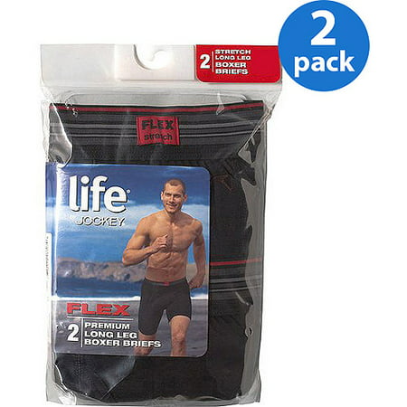 Life by Jockey Flex Black Cotton Stretch Long Leg Boxer Brief, 2 pack ...