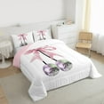thumbnail image 3 of Feelyou Girly Pink Ribbon Queen Comforter Set for Girls, Kawaii Disco Ball Cherry Bedding Sets, Cute Cartoon Reversible Bedding Comforter Set, Ultra Soft Home Decor, 3pcs, 3 of 8