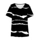 thumbnail image 4 of Qucoqpe - Blusa de talla grande para mujer, estilo informal, con estampado de rayas, cuello en V, manga corta, fruncida, para verano, en liquidación, 4 of 5