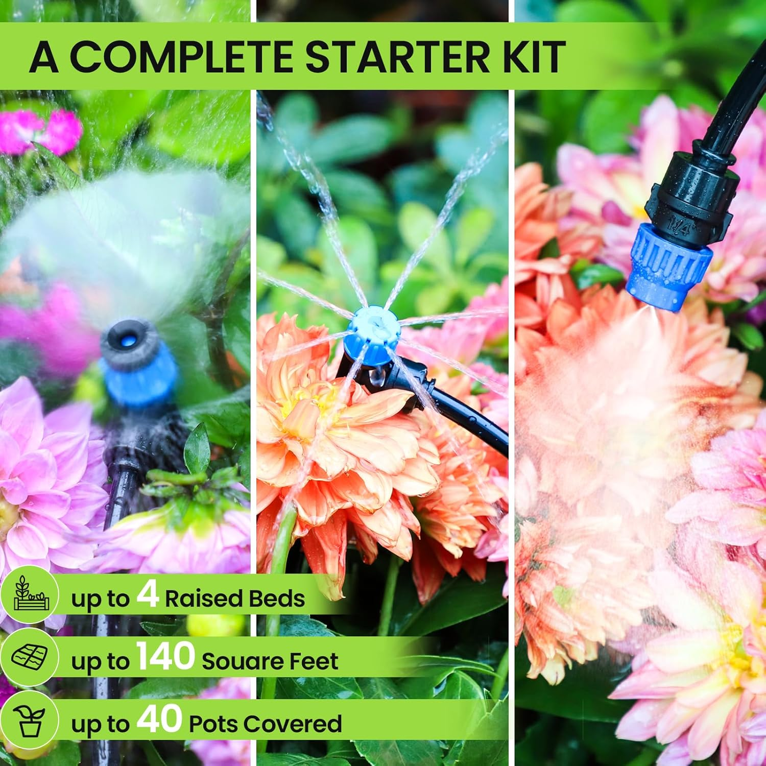 230FT Drip Irrigation System Kit, Automatic Garden Watering System for Plant 33FT 5/16" Tube + 197FT 1/4" Tube
