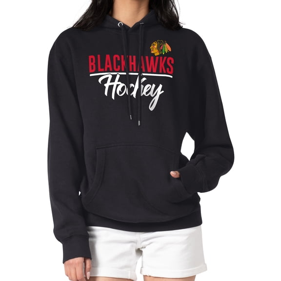 Women's G-III 4Her by Carl Banks Black Chicago Blackhawks  Team Sport Tri-Blend Fleece Hoodie