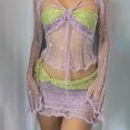 thumbnail image 1 of Juego De 3 Piezas De Ganchillo Sujetador de mujer Top Cardigan Mini falda Estilo Y2k con cordones Traje de playa (Púrpura M) Cgtredaw Para estrenar, 1 of 1