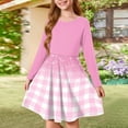 thumbnail image 2 of Abcomgle Long Sleeve Dress for Girls 14-16 Casual A-Line Fall Girls T-Shirt Dresses Plaid Colorblock Crew Neck Girls Skater Dress Summer Swing Skirt for 4-14t Kids 4-5 Years,Pink, 2 of 5