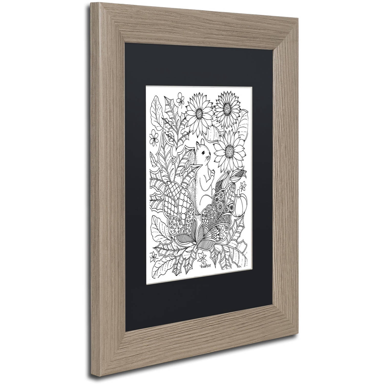 Trademark Fine Art "Squirrel 1" Canvas Art by KCDoodleArt Black Matte, Birch Frame
