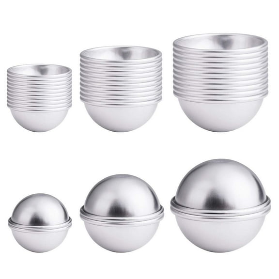 30 Pieces Metal Bath Bomb Molds Soap Press Tray 4.8cm 5.6cm 6.5cm 3 Sizes DIY Bath Bomb Molds Crafting for DIY Making Supplies (Aluminum)